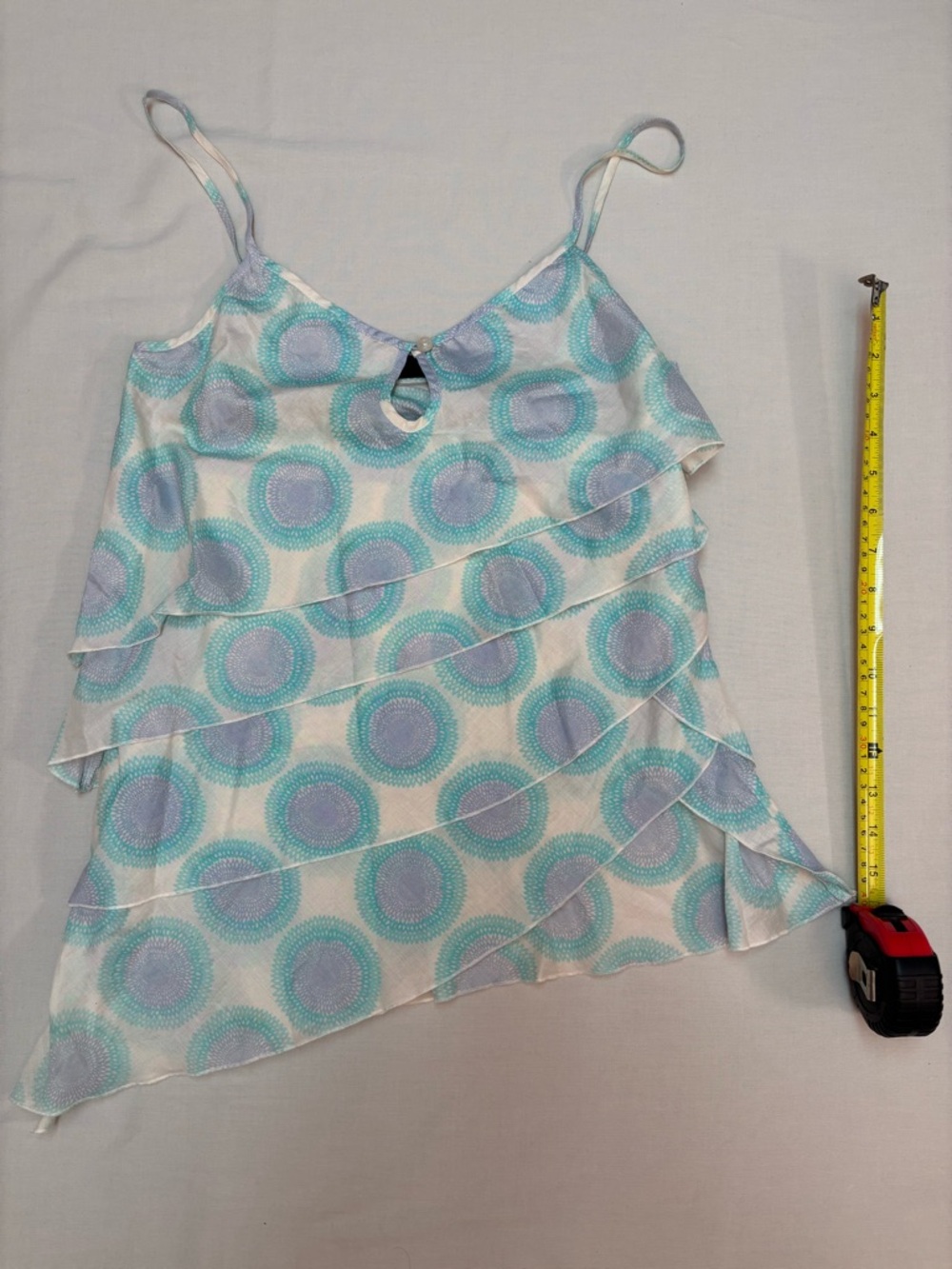 DKNY Jeans Light Aqua & Lavender Printed Layered Top S